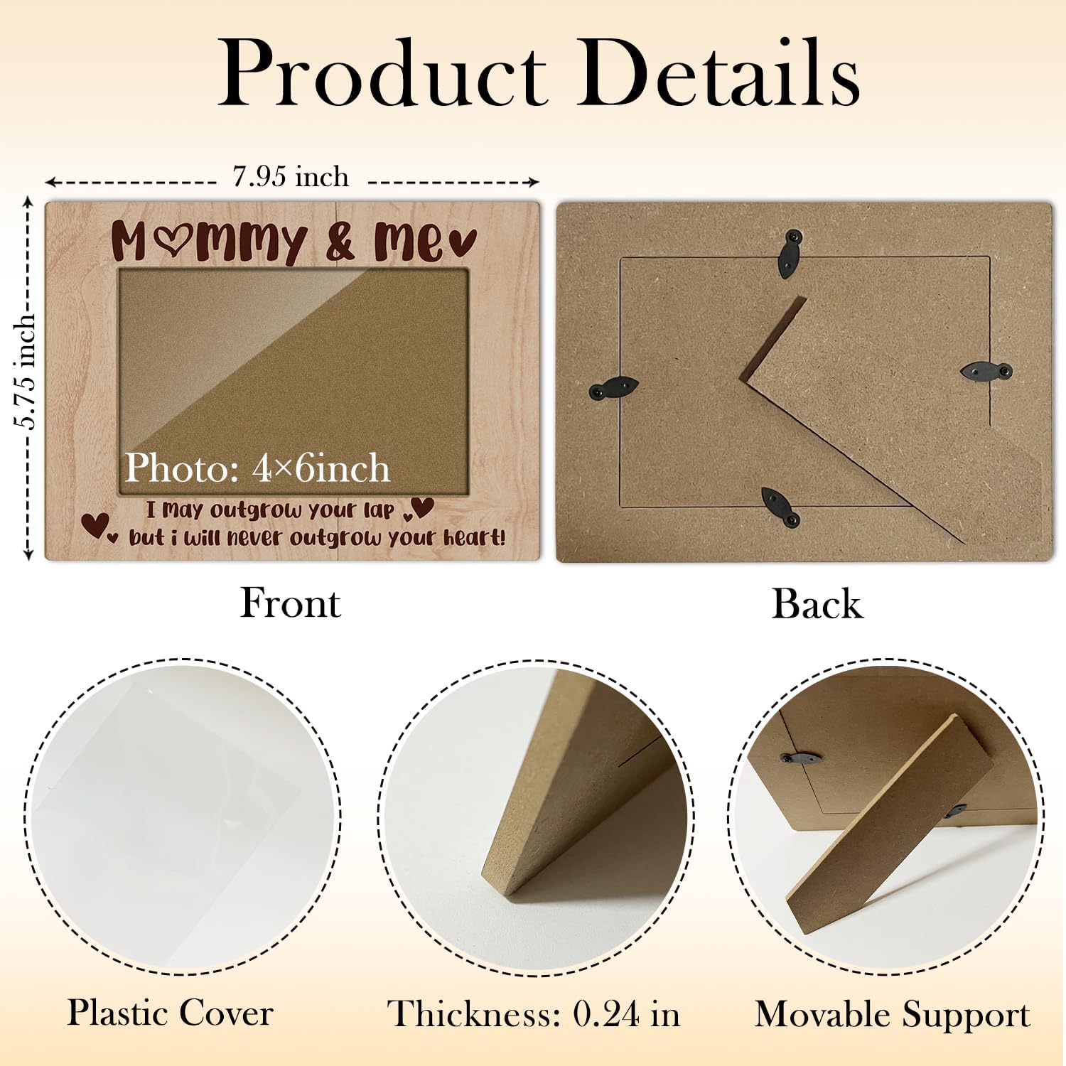 Mommy And Me Mom Picture Frame Wooden Photo Frames 4x6 for Mothers Day Picture Frame Desk Pictures Frames for Mother's Day Decorations for Mothers Photo Gifts for Mother Birthday Gifts FS566 - Image 2