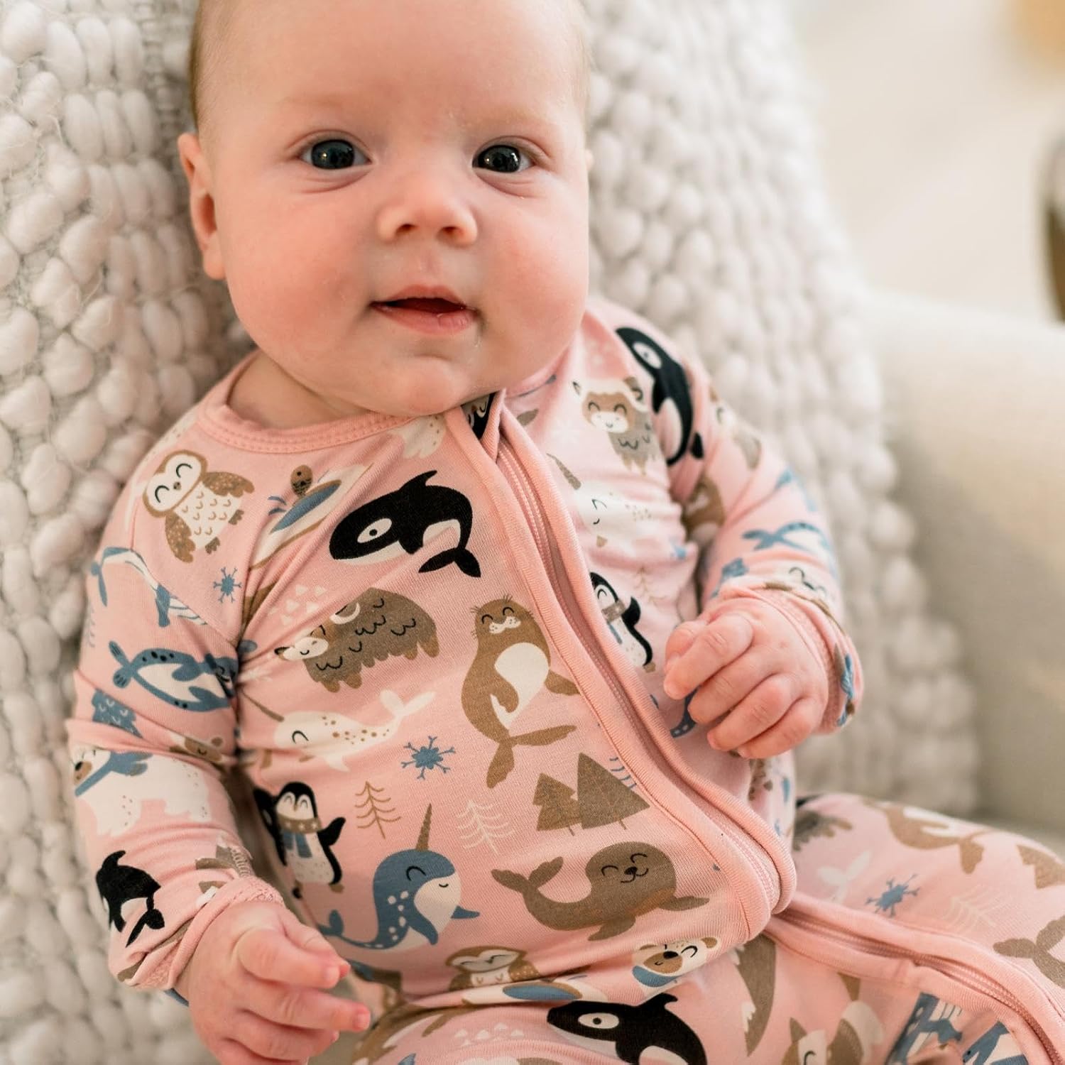 KicKee Zip-Up Footie for Babies & Toddlers – Viscose from Bamboo Sleepwear with Built-In Hand Covers and Grippy Feet