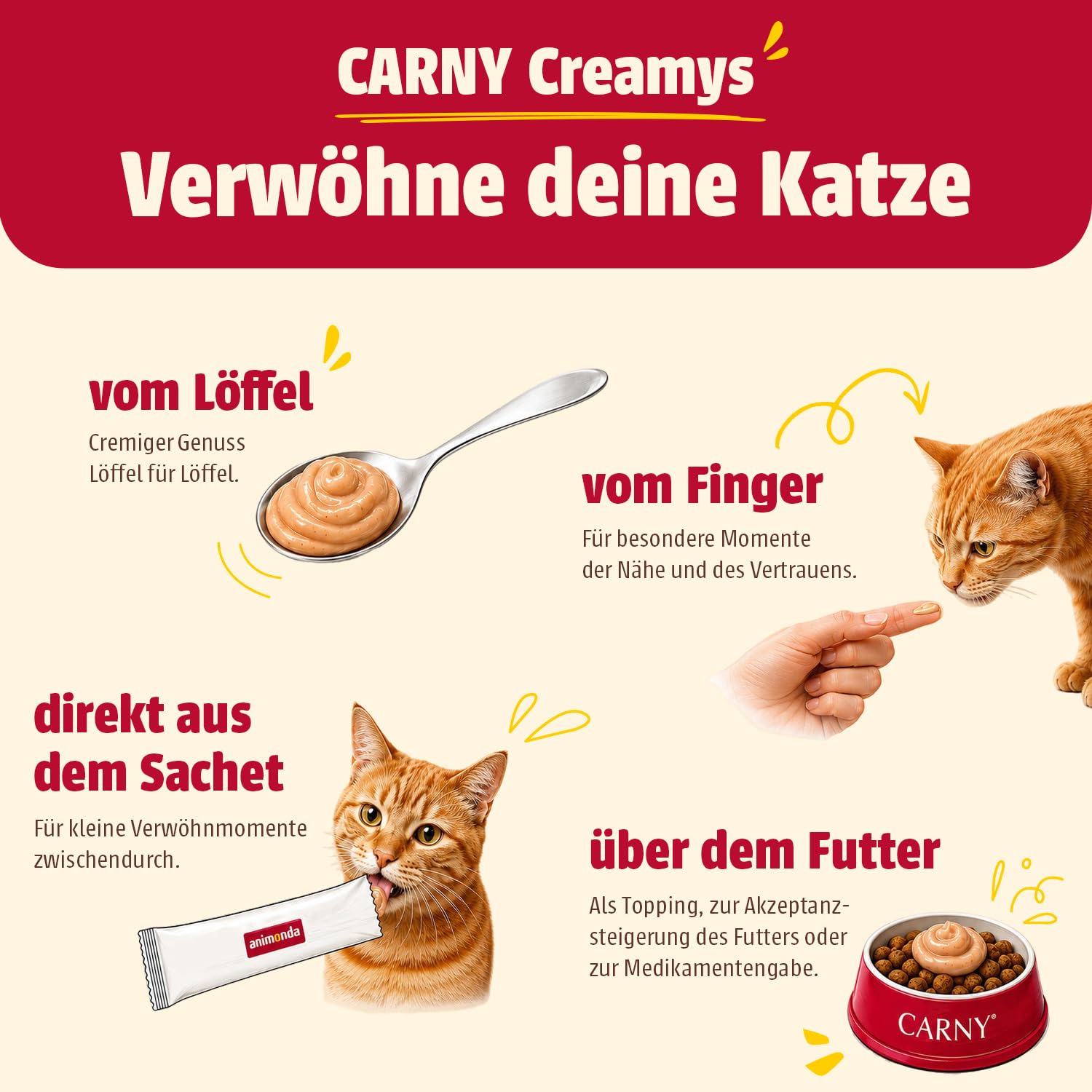 Animonda Carny Creamy Adult Karma dla Kotów, Kurczak/Tauryna, 9 x 15 g