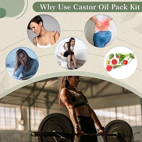 Miniatura 6 de Paquete de 8 unidades de aceite de ricino para hombres, paquete de aceite de ricino, juego de envoltura de franela reutilizable con correa ajustable