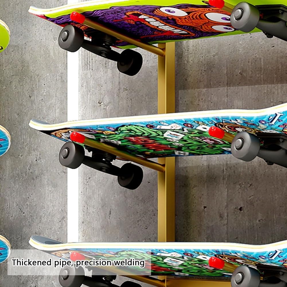 Skateboard Racks Floor Stand, 4/7-Tiers Skateboard Storage Racks, Home Gym Double Sided Skateboard Organize Holder for Skis Scooter(White,37x45x90cm)