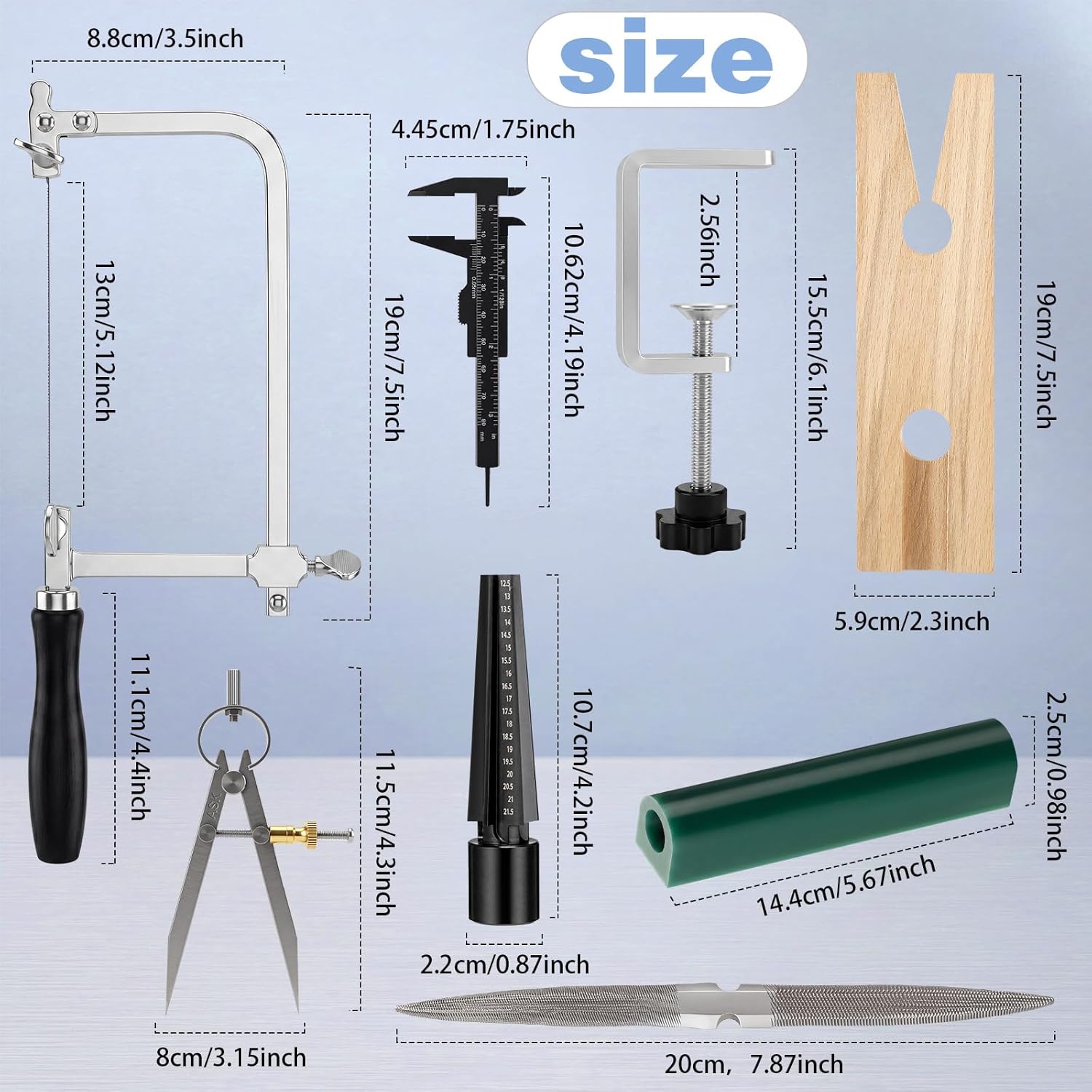 Lanties 8pcs Jewelers Wax Ring Carving Tool Kit, Tube Molds Making, Rings Sizer Carving Polishing Saw Casting Kit with Blades Ring Sizer Jewelers Wax File Bench Pin for DIY Home Studio Jewelry Making