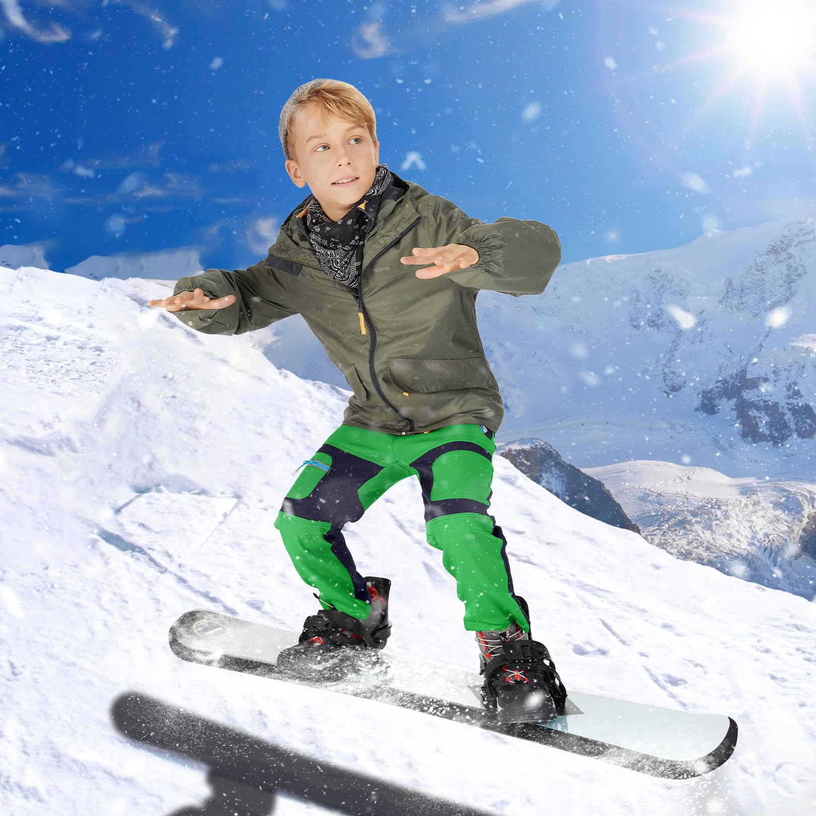 Pantaloni da sci per bambini, imbottiti, impermeabili, termici, da trekking, da neve, invernali, per attività all'aria aperta, per ragazzi e ragazze