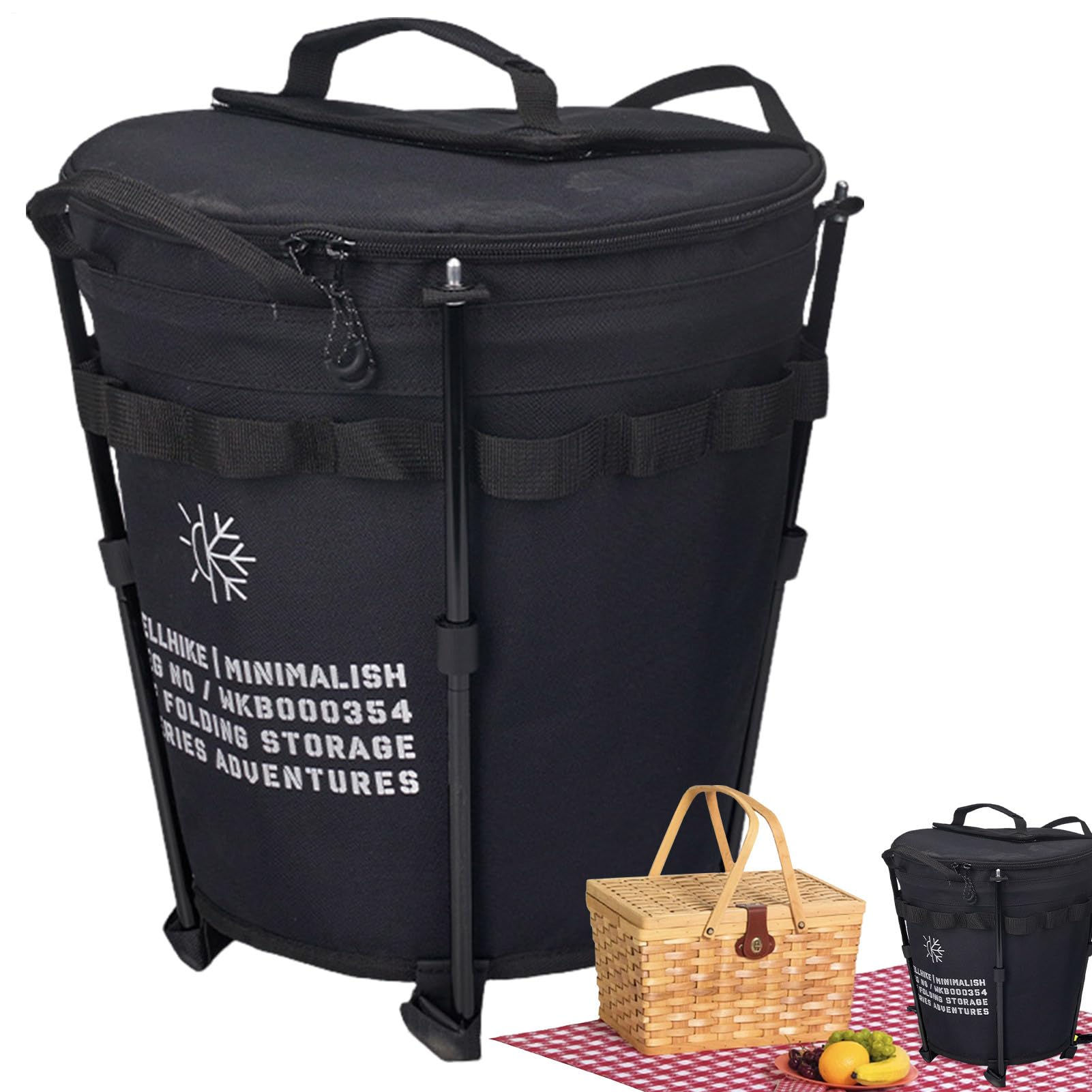 Cubo de hielo plegable – Dispositivo de refrigeración de camping para | exteriores de 20 litros, barril portátil con revestimiento aislante impermeable | Almacenamiento de hielo plegable
