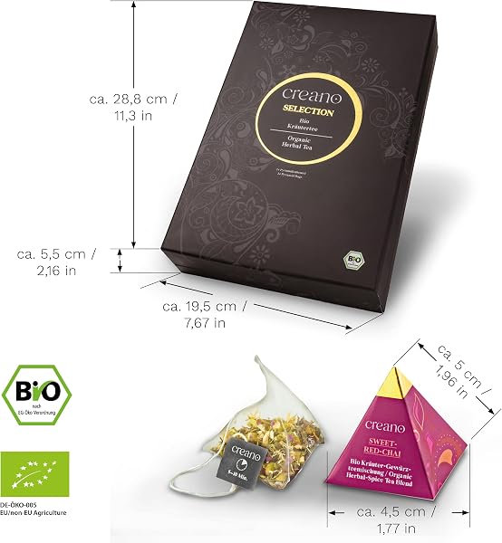 Creano Coffret Cadeau Tisanes Bio – 24 Sachets Pyramide, 9 Infusions Biologiques aux Herbes, Fruits & Épices, 60 g* - 2