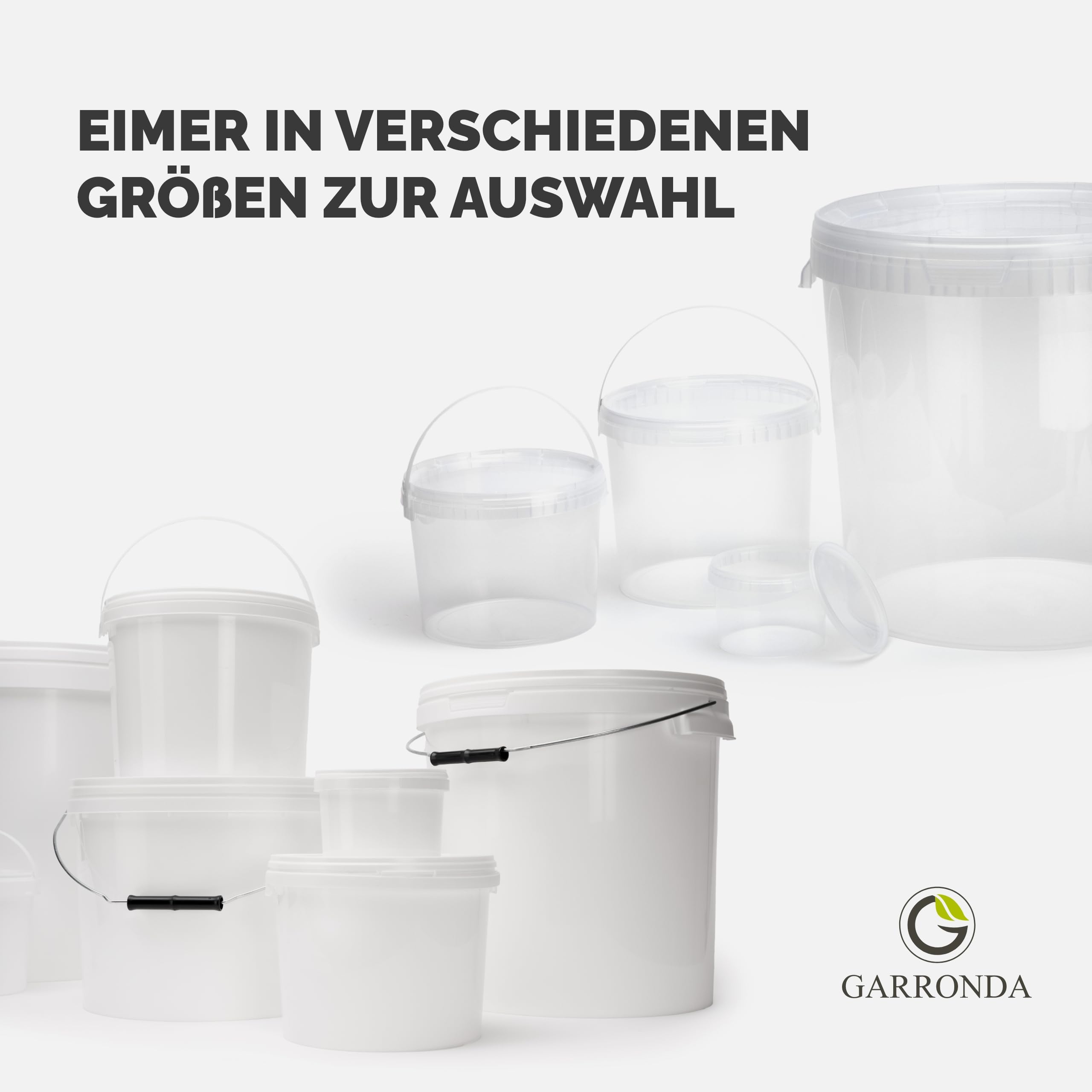 Garronda Eimer mit Deckel 8 L für die Lagerung von Lebensmittel- und Chemischen Produkten Weiß 10 Stück GD-0118