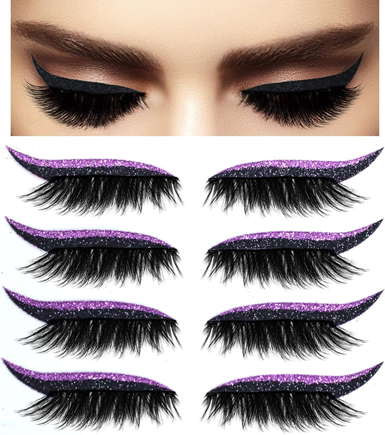 Dnoer Reusable Eyeliner and Eyelash Stickers with Glitter, Dnoer2