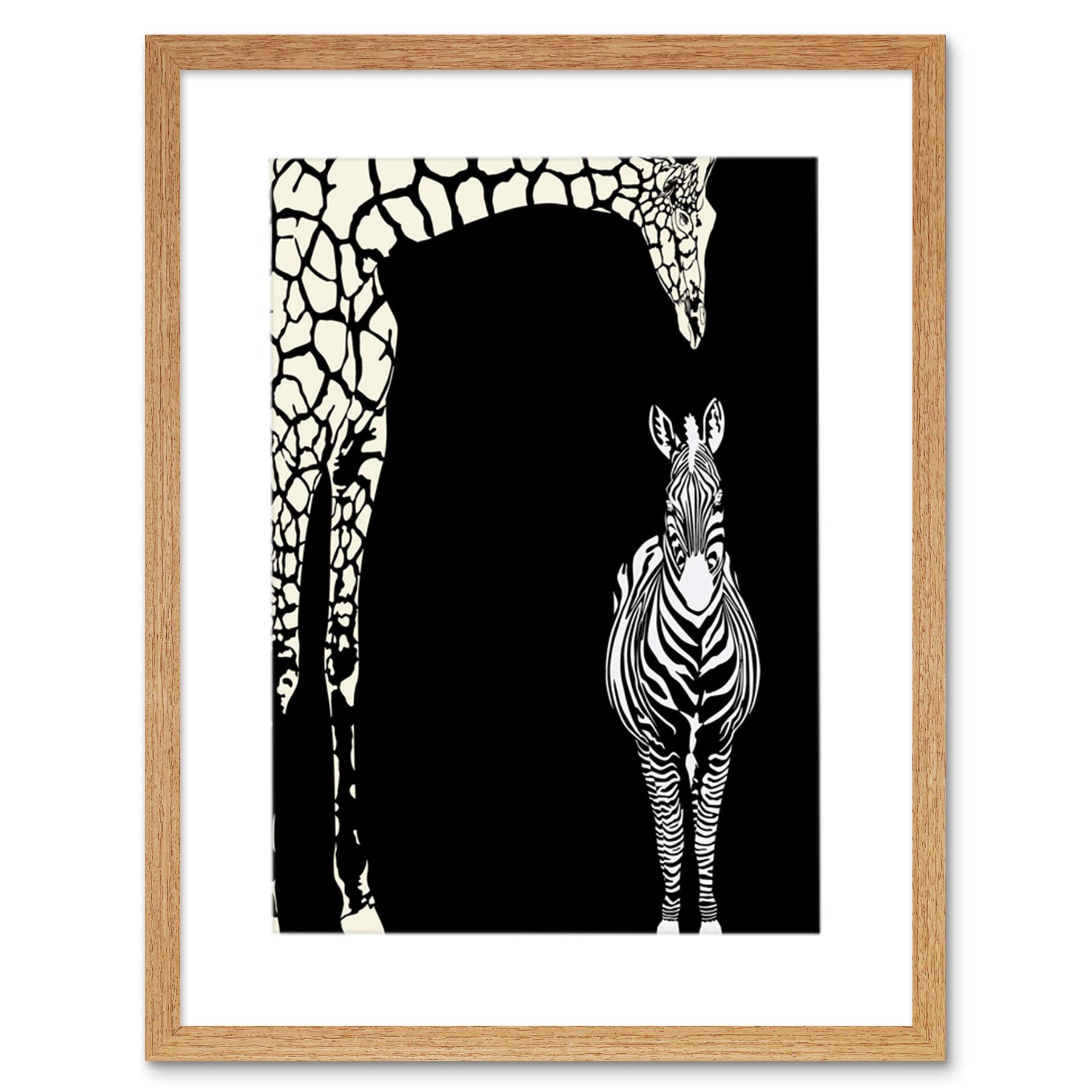 Wee Blue Coo Painting Illustration Abstract Zebra Giraffe Zoo Framed Wall Art Print