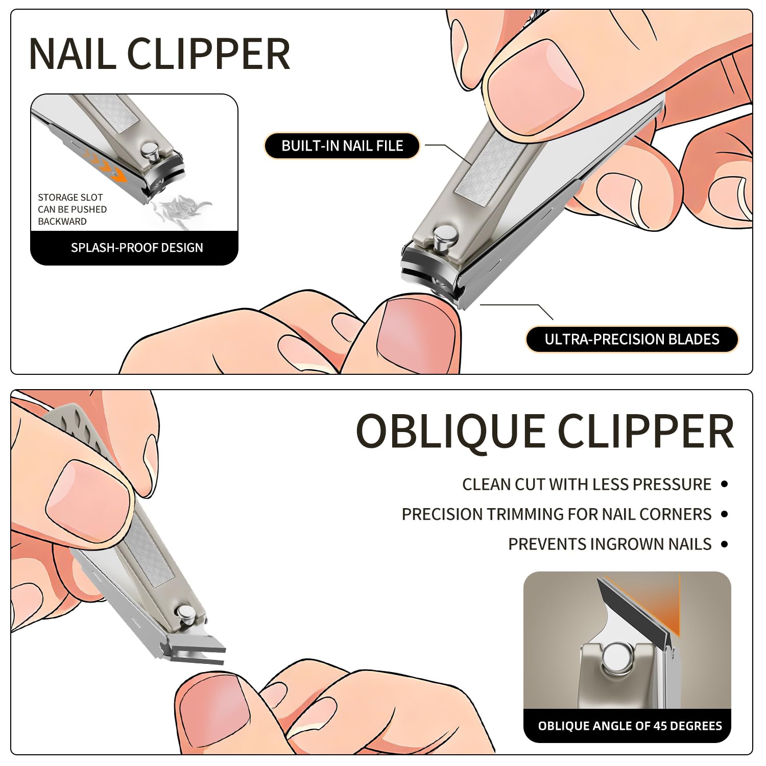 Set di manicure per la cura del chiodo di precisione Kit di pedicure Tagliaunghie in acciaio inossidabile Strumenti per la cura personale con custodia in pelle PU
