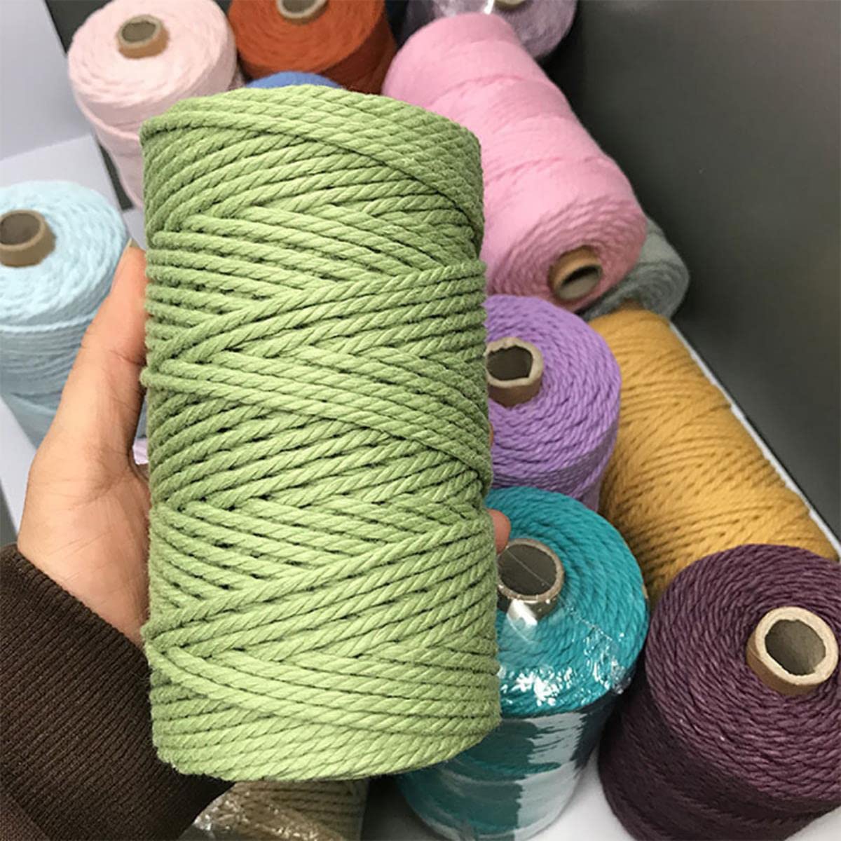 4mm 100m 100% corda di cotone artigianato macrame stringa fai da te fatto a mano decorativo per la casa fornitura 4mm cordoncino di cotone per appendere a parete mestiere-T9 con pellicola per PC
