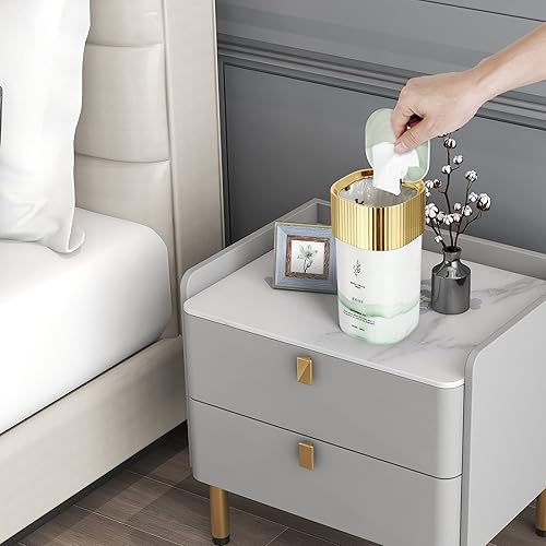 Miniatura 5 de Sheebo Mini bote de basura de alta calidad estilo perfume con tapa, papelera para tocador de baño, escritorio, mesa o mesa auxiliar, desecha rondas