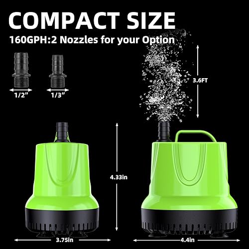 Miniatura 3 de FREESEA Bomba de agua sumergible de la fuente 160 GPH 12W Bomba de sumidero pequeña para estanque al aire libre Estatuaria Hidropónica Cascada