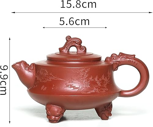 Miniatura 2 de Zisha - Tetera de 8 onzas, auténtica olla de arcilla Yixing hecha a mano con filtro, juego de té chino de infusión de Kung Fu