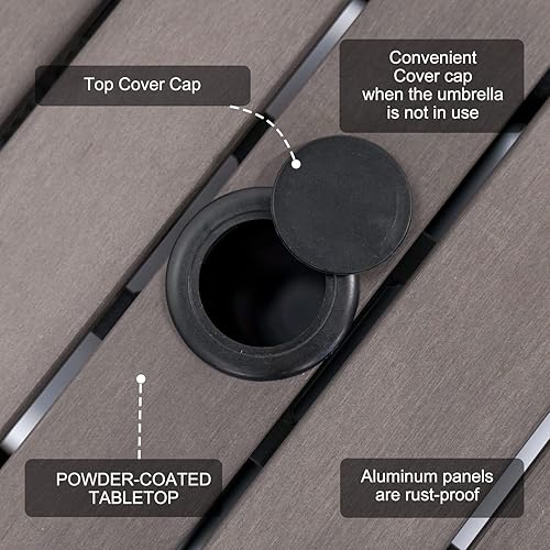 Miniatura 5 de Sundale Outdoor Soporte para sombrilla de patio para todo tipo de clima, mimbre de ratán de 22 pulgadas, mesa de paraguas, muebles de jardín, mesa