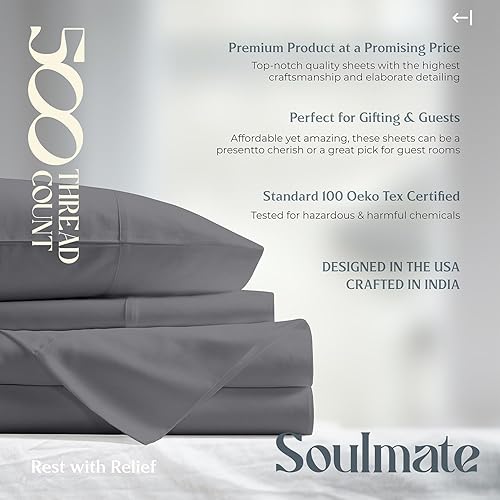 Miniatura 131 de Mayfair Linen Juego de sábanas de 100 % algodón a rayas, tamaño individual, sábanas de damasco de 500 hilos, tamaño individual, juego de 3 piezas