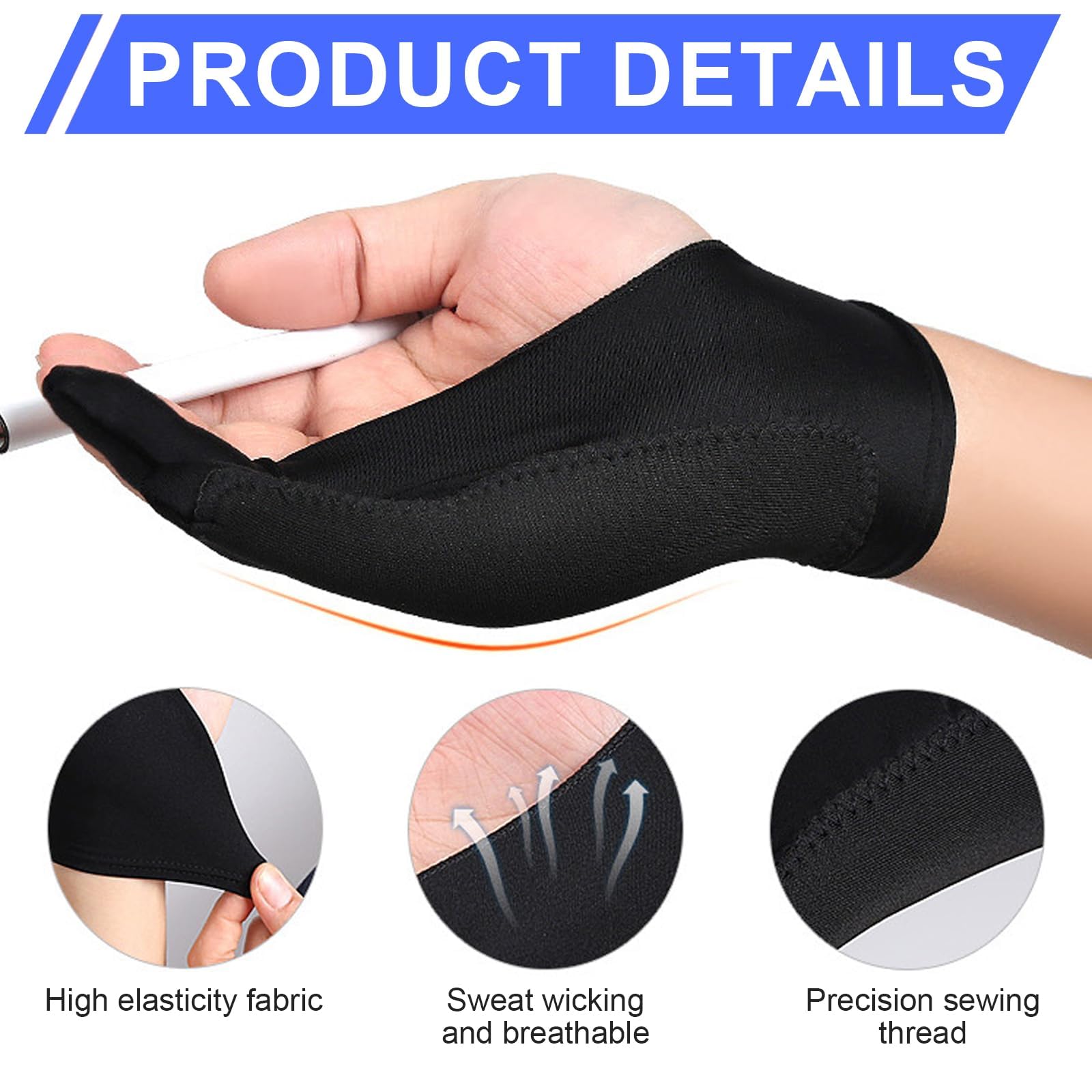 4 Pack Artist Glove for Graphics Drawing Tablet 3-Layer Palm Anti-fouling Digital Art Glove for Graphic Tablet Two Finger Gloves for Graphics Drawing Pad and Art Creation for Right or Left Hand - Image 4