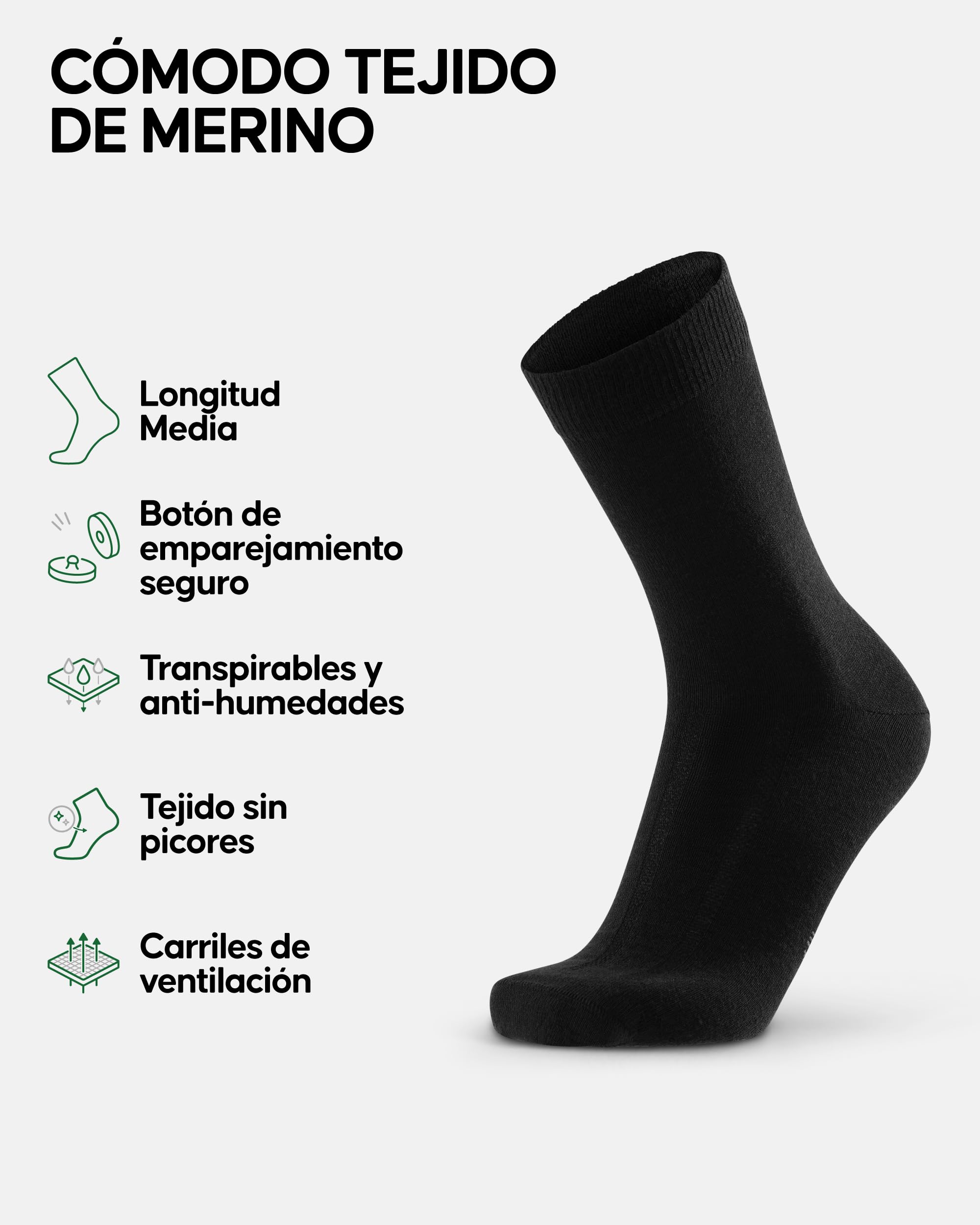 DANISH ENDURANCE Calcetines Lana Merino con Botón, Ejecutivos, 3 y 5 Pack