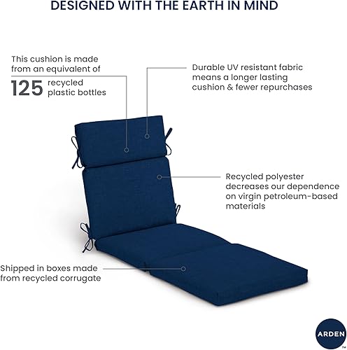 Miniatura 10 de Arden Selections - Cojín de tumbona para exteriores, 52 x 22 pulgadas, Leala azul zafiro
