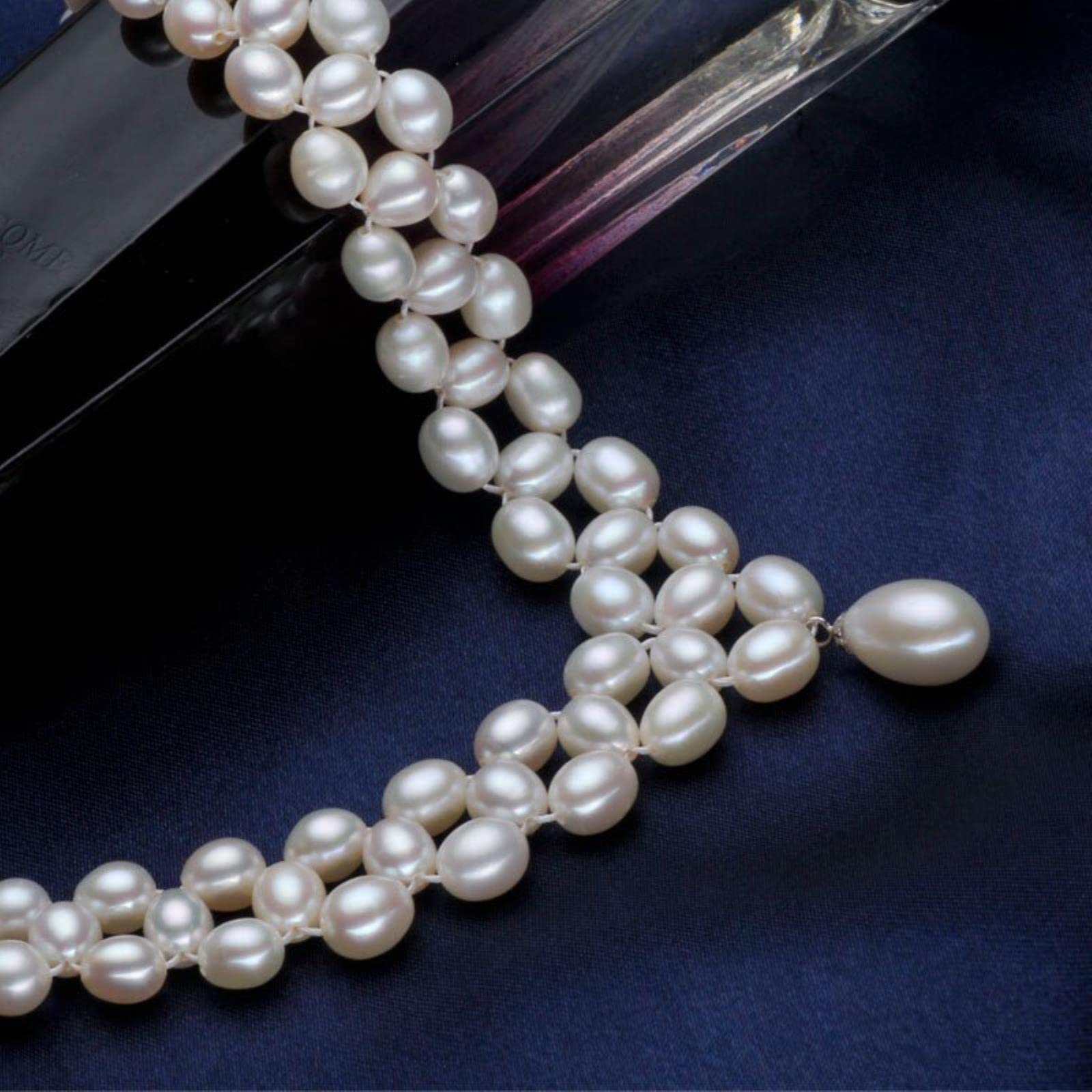 Collar De Perlas Naturales De Agua Dulce con Cierre De Plata De Ley 925 Auténtica, Joyería De Perlas para Mujer, Novia, Boda