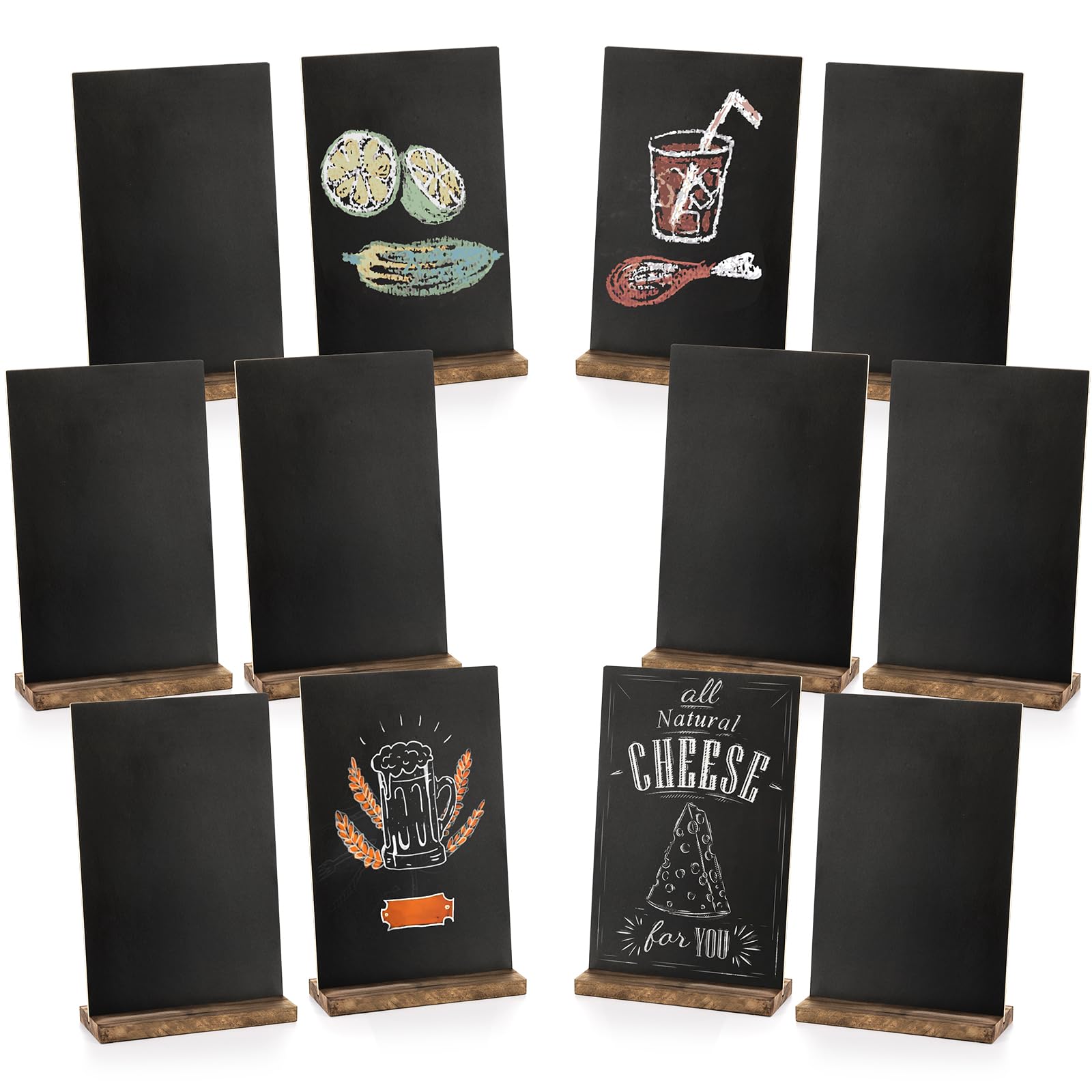 Tosnail 12-Pack 6 x 9 Inches Chalkboard Signs with Stand, Double Side Vintage Tabletop Message Board, Small Table Sign, Food Sign for Events, Party