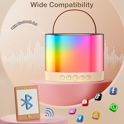 Miniatura 3 de JYX Mini máquina de karaoke para niños de 4 a 12 años, altavoz Bluetooth portátil con 2 micrófonos y luces RGB, compatible con entrada TFAUXvoz