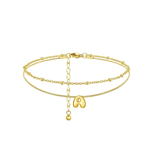 ChainsProMax Initial Ankle Bracelets for Women, Wateroroof Anklets Bracelet Adjustable Summer Beach Women Foot Jewelry, Stainless Steel/Gold Plated-Send Gift Box/Letter A-Z