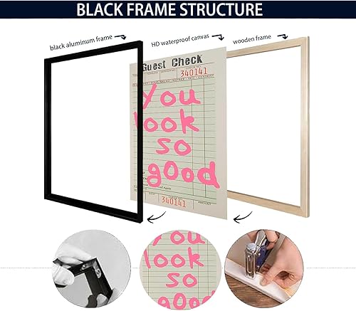 Miniatura 3 de Lienzo retro de moda para pared, diseño de galería inspirador, color rosa y naranja, impresiones lindas con texto en inglés You Look So Good (You