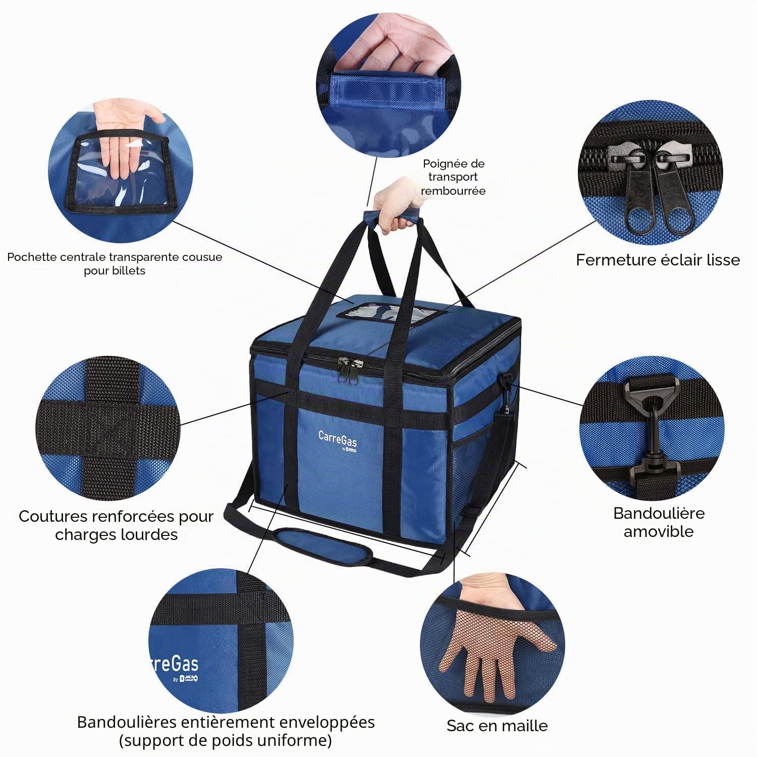 Grand sac de livraison de nourriture chaude isotherme de qualité supérieure 53 x 30 x 28 cm pour aliments froids et chauds, pizzas, restaurants, sac de livraison Uber Eats, pique-nique, sac