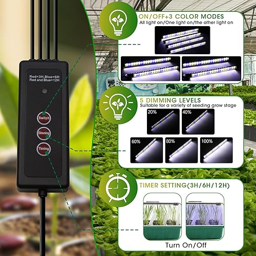 Miniatura 2 de MQUPIN Bandeja de inicio de semillas de 80 células con luz de cultivo, paquete de 2 kit de inicio de plántulas, juego de iniciación de plantas de