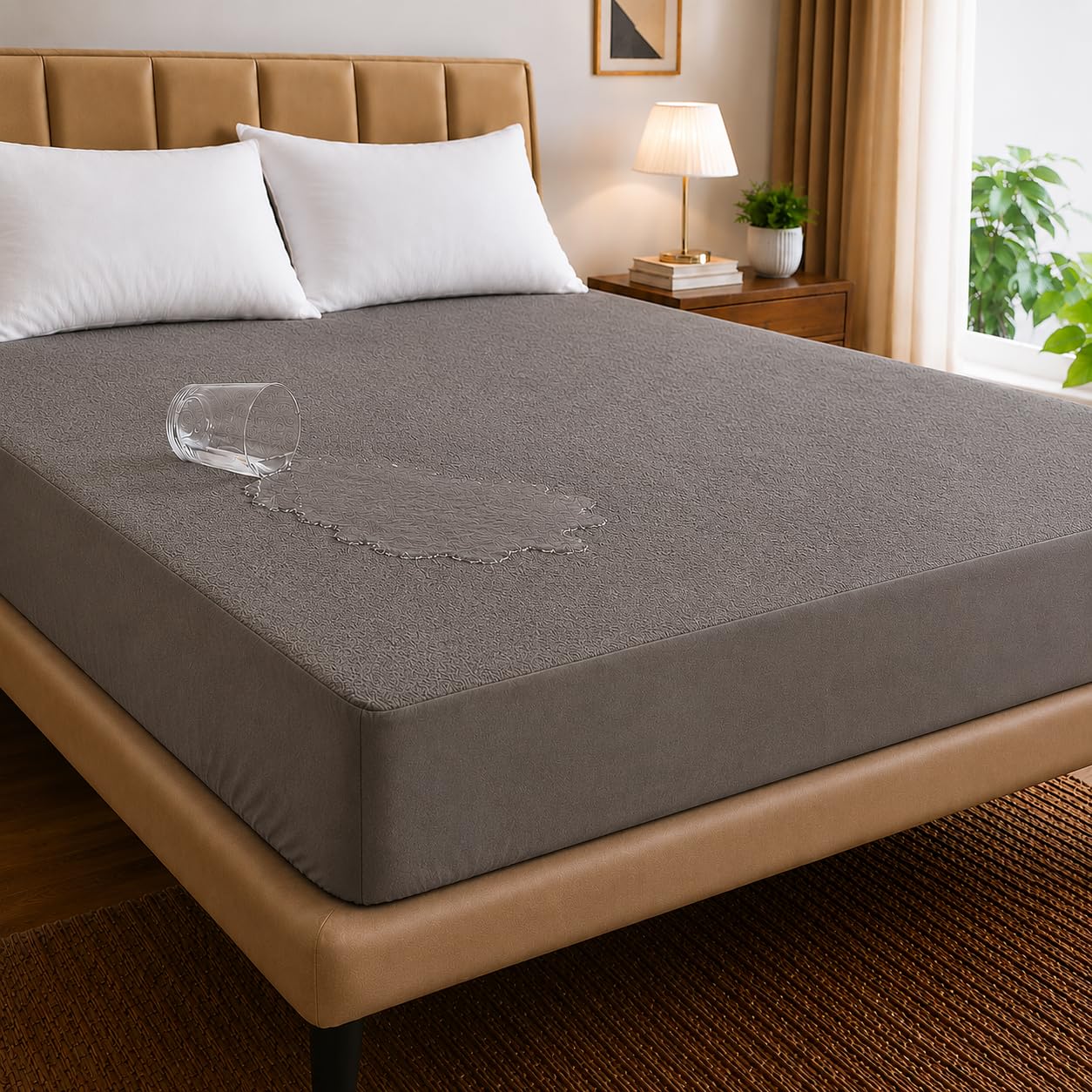 HEAVENBIRDS 100% Waterproof Mattress Protector King Size Grey - Image 1