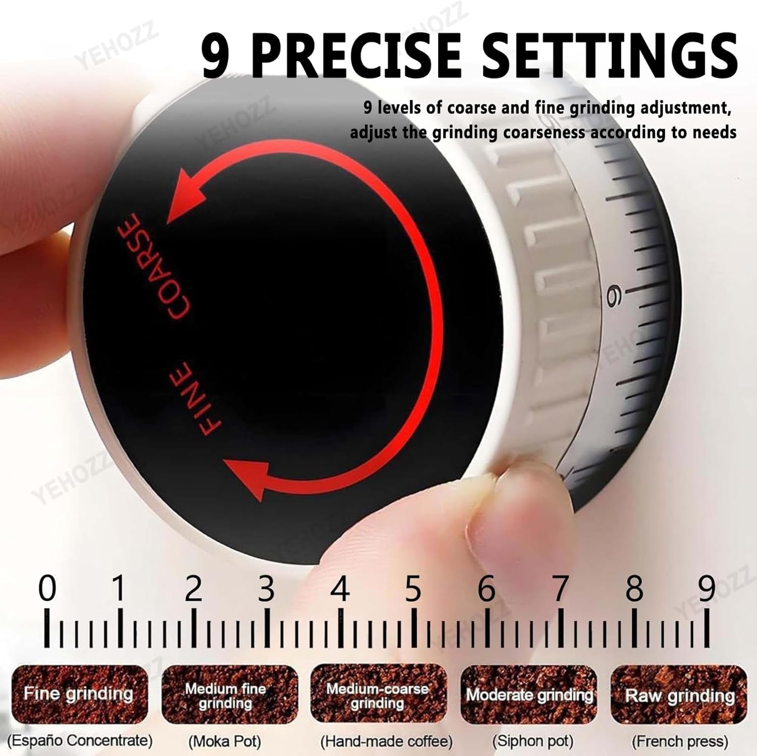 Commercial Coffee Flat Burr Grinder,Professional Espresso Coffee Bean Grinding Machine,9 Precise Settings,Dual Dosing Modes,for Home Use, Stainless Steel Beige