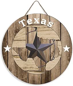 Amazon.com: Rustic Wall Art Decorative Round Wood Wall Sign Texas Lone ...