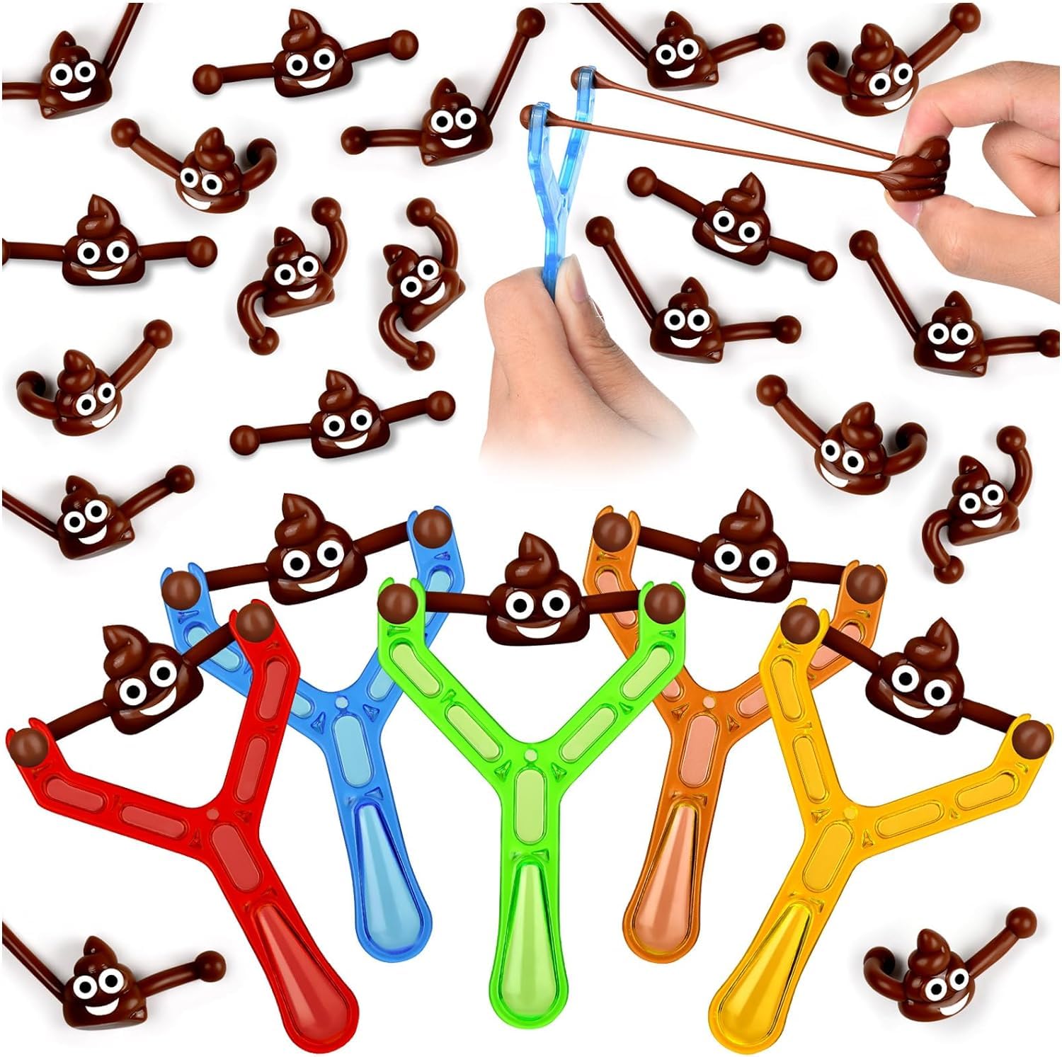 50Pcs Finger Slingshot Novelty Toys, Poop Finger Slingshot Toys, Fake Poop Entertainment Toys, for Halloween Parties, Gatherings with Friends