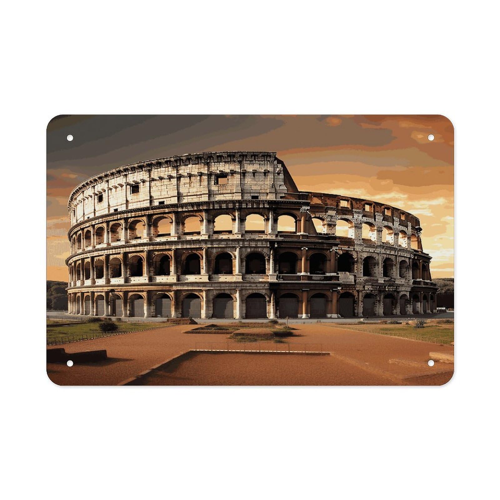 Fekiloot Style Ancient Colosseum Metal Signs Wall Art Tin Sign