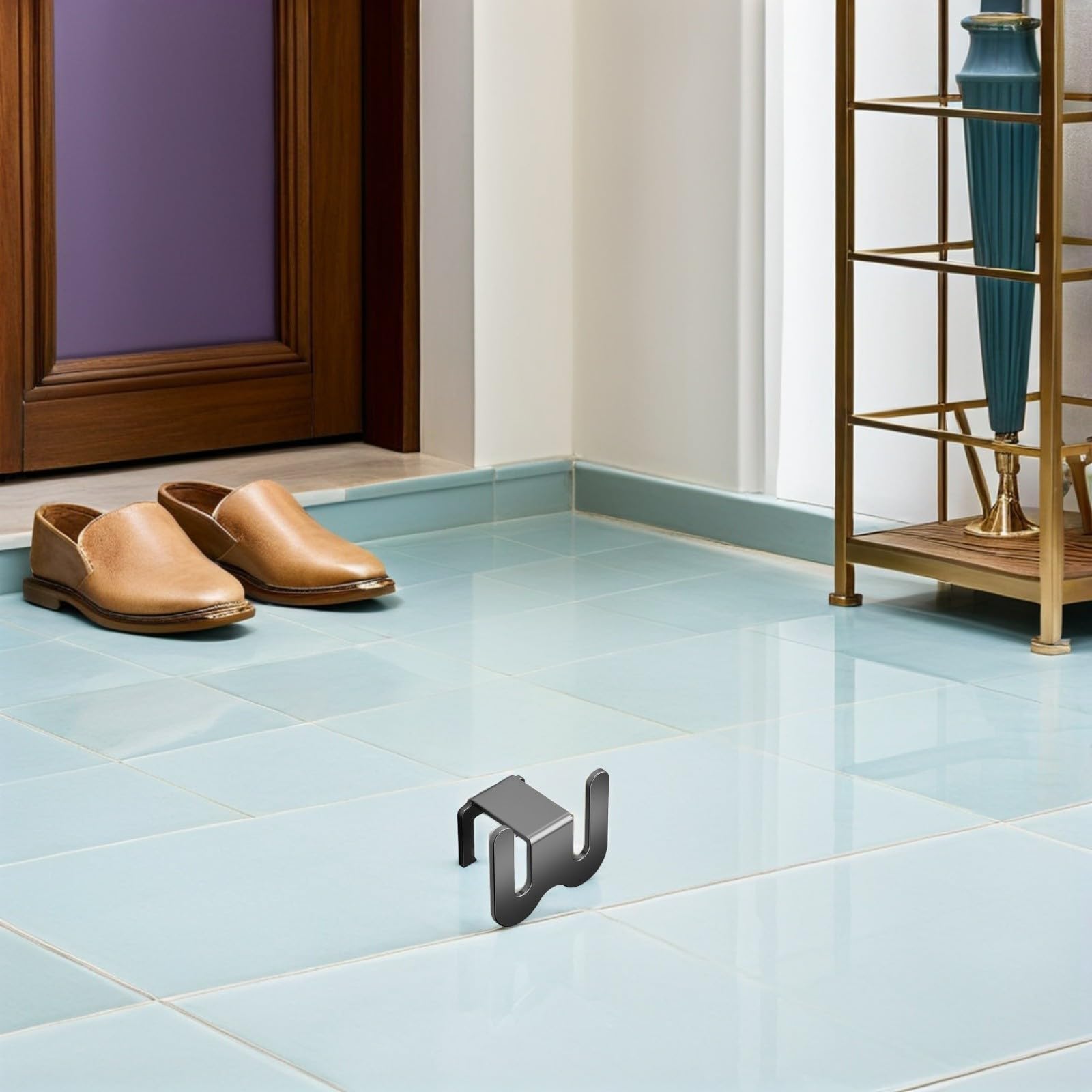 Homoyoyo Perchero para Zapatillas sin Perforaciones, Zapatero de Pared, Aleación de Aluminio, Gris Pistola, Ahorro de Espacio, para Baño y Puerta