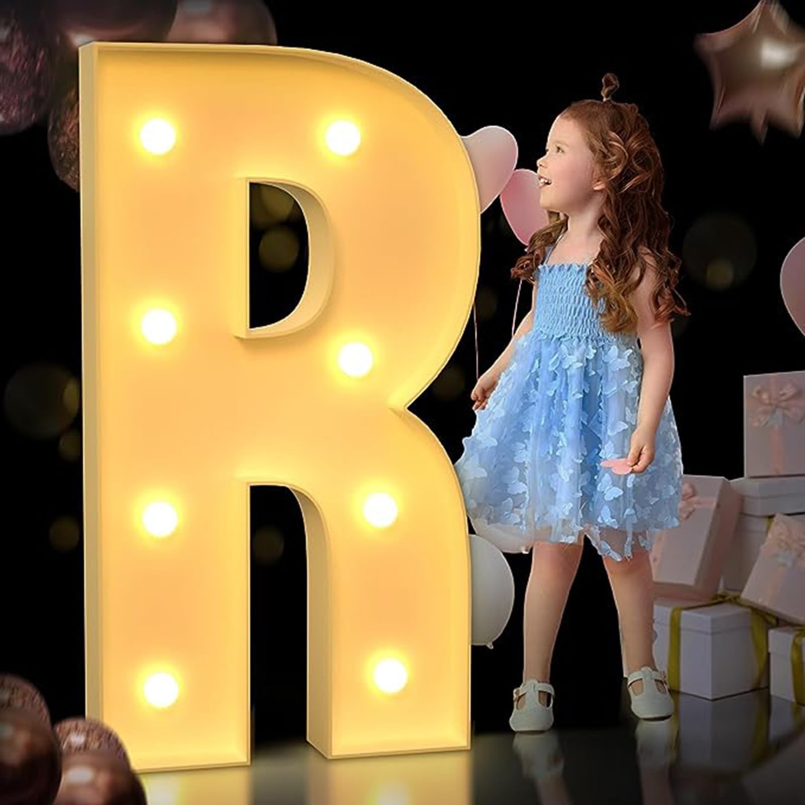 Jinxed Letter R Wedding Decor 4Ft Marquee Light Up Letters Large Marquee Letters Led Letter Lights Sign For Party Birthday Engagement Party Decor (Color : Size : 120Cm)