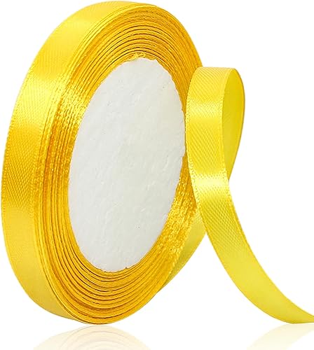 Miniatura 109 de Cinta dorada para envolver regalos, cinta de satén de 1 pulgada x 25 yardas para manualidades, fabricación de lazos para el cabello, coronas, ramos