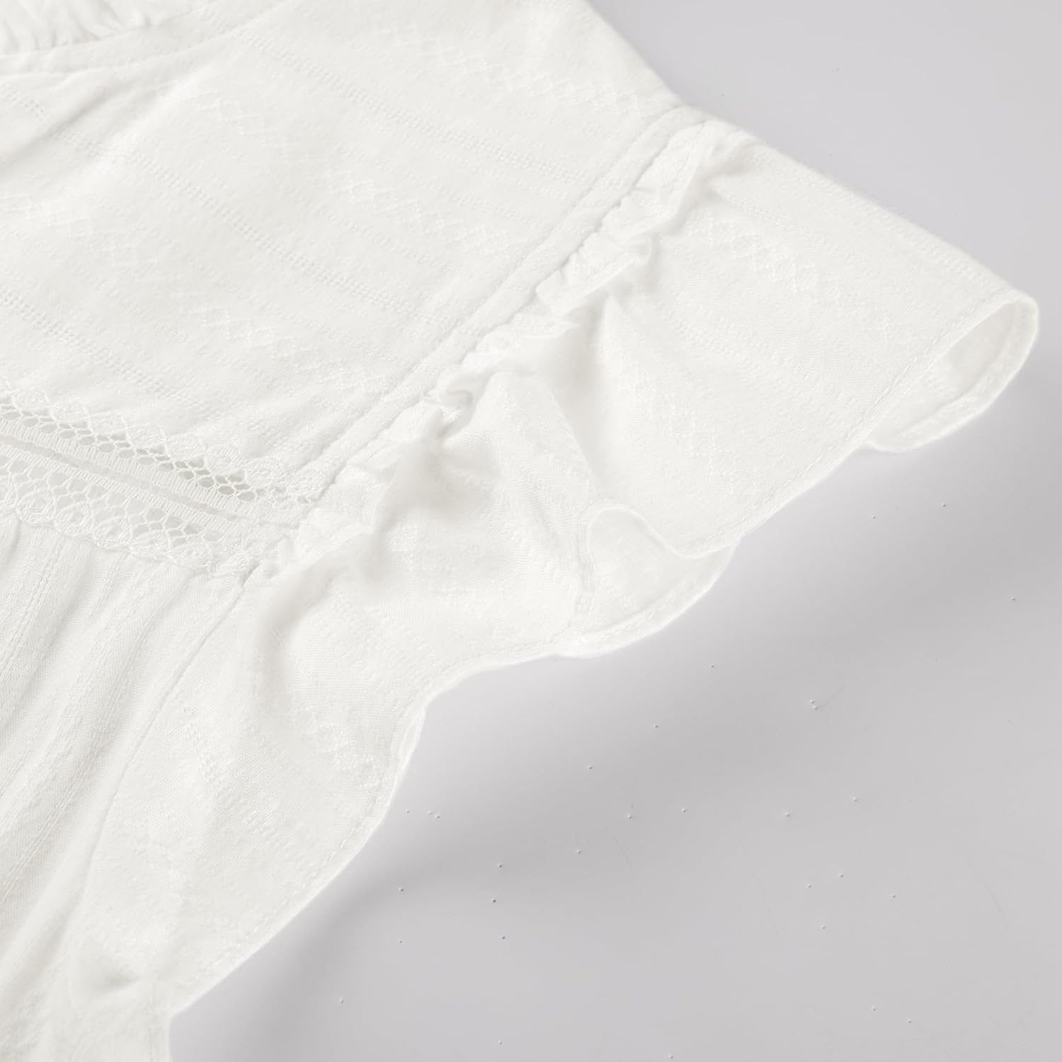 Belle Poque Women's Ruffle Sleeve Cotton Shirts V Neck Button Down Lace Crochet Blouses Spring Summer Dressy Casual Tops 2026 - Image 6