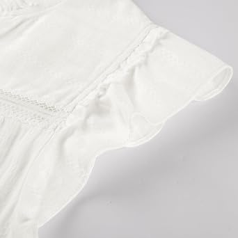 Belle Poque Women's Ruffle Sleeve Cotton Shirts V Neck Button Down Lace Crochet Blouses Spring Summer Dressy Casual Tops 2026