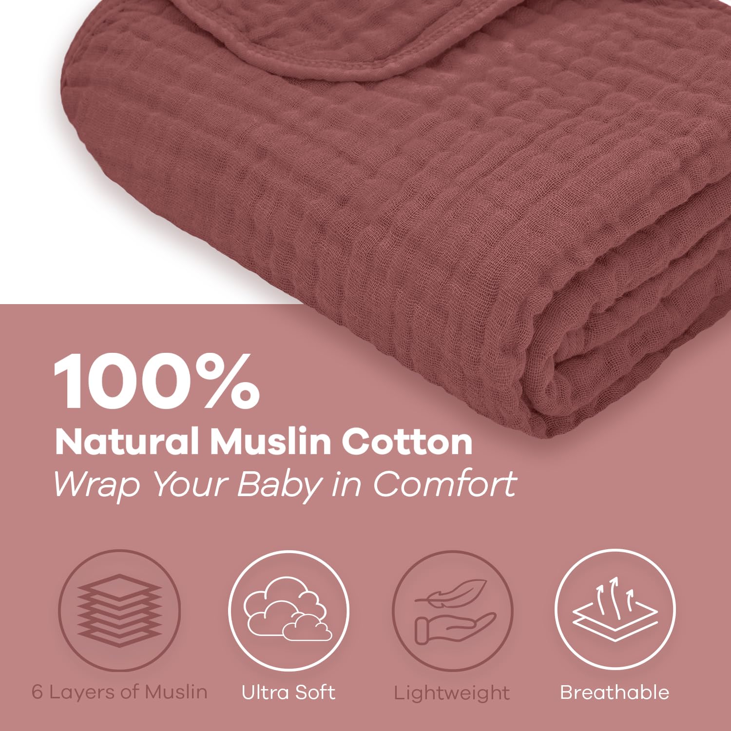 Baby Car Seat Cover and Muslin Baby Blanket Bundled by Comfy Cubs