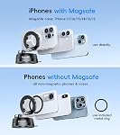 Support de voiture pour MagSafe Tous les Smartphones Rotation One-Tap pour les appels, N55 Aimants Stay Rock-Solid ABS Aimante Silicone Nano Gel Suction et 24 N55 Support de réglage 180/360 pour aimants Twist-Lock -Noir