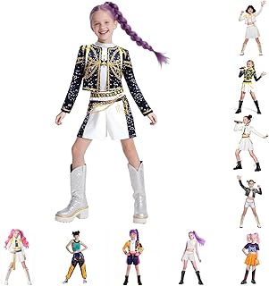 LILIHOT K Pop Demon Hunter Merch Costume Girls, Huntrix Rumi Mira Zoey Anime Cosplay Fan Merch Halloween Costumes Stage Role Play Uniform Sets Carnival Costumes Dress Up Party for Children from 3