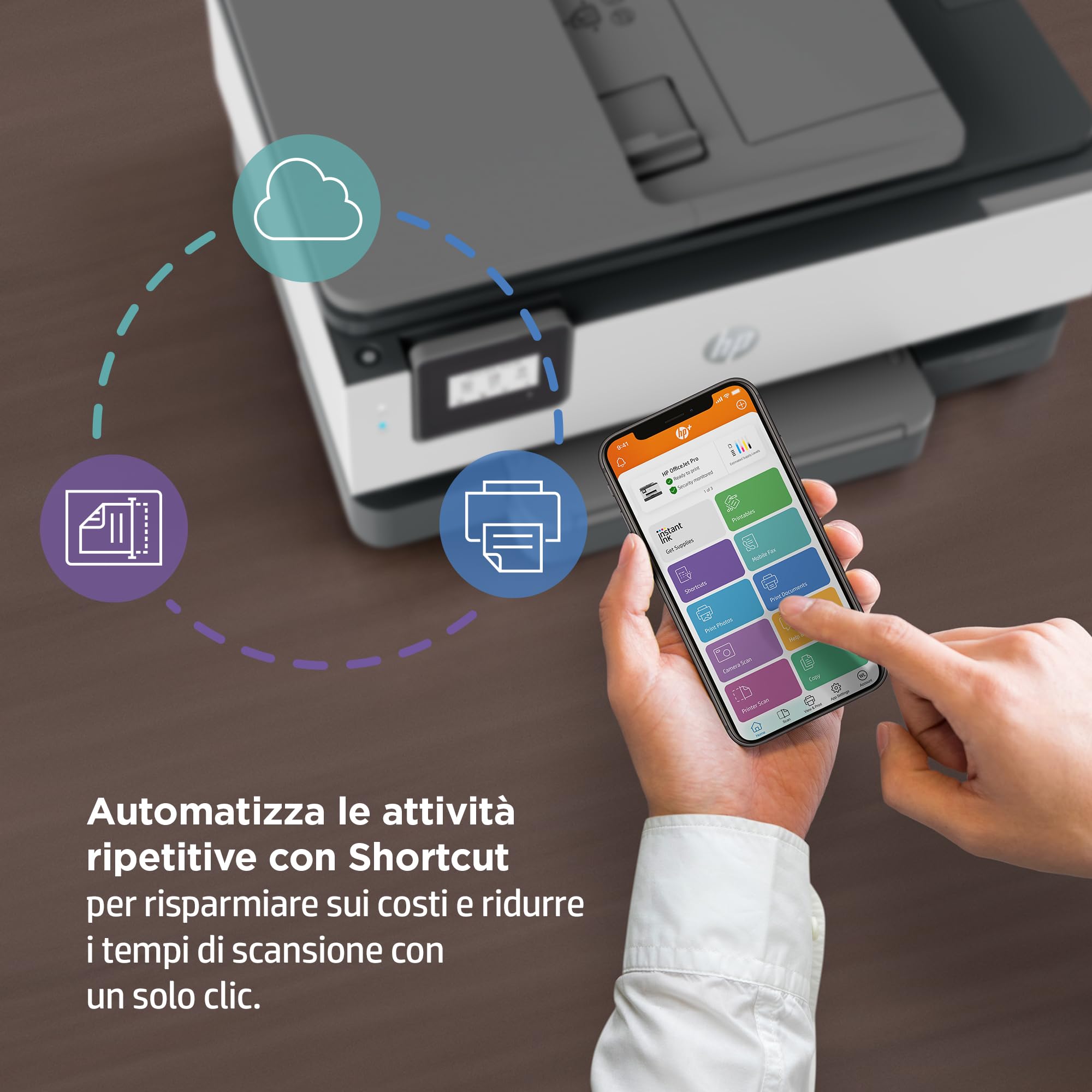 HP OfficeJet Pro 8022e 229W7B, Stampante Multifunzione a Getto d'Inchiostro A4 a Colori, Fronte e Retro Automatico, 29 ppm, Wi-Fi, 6 Mesi di Inchiostro Instant Ink Inclusi, Nera