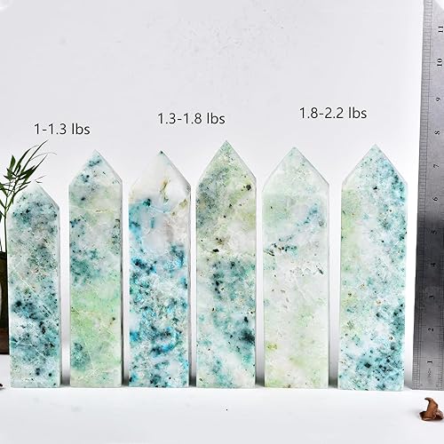 Miniatura 4 de JIC Gem Varita de cristal natural de cuarzo con obelisco de pino fénix, punta torre, crisocolla, cristal curativo, decoración de reiki, 1.8-2.2