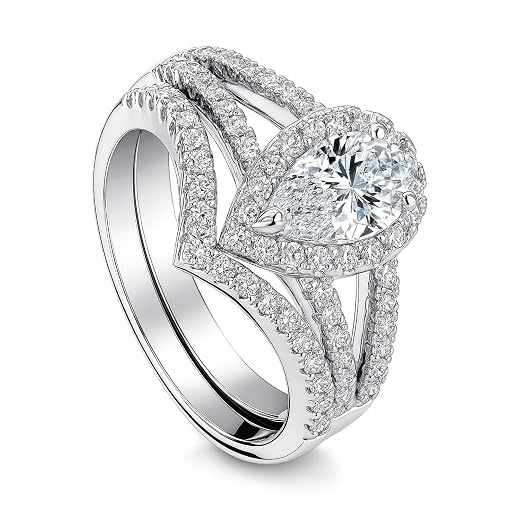 BERRICLE Sterling Silver Halo Engagement Ring