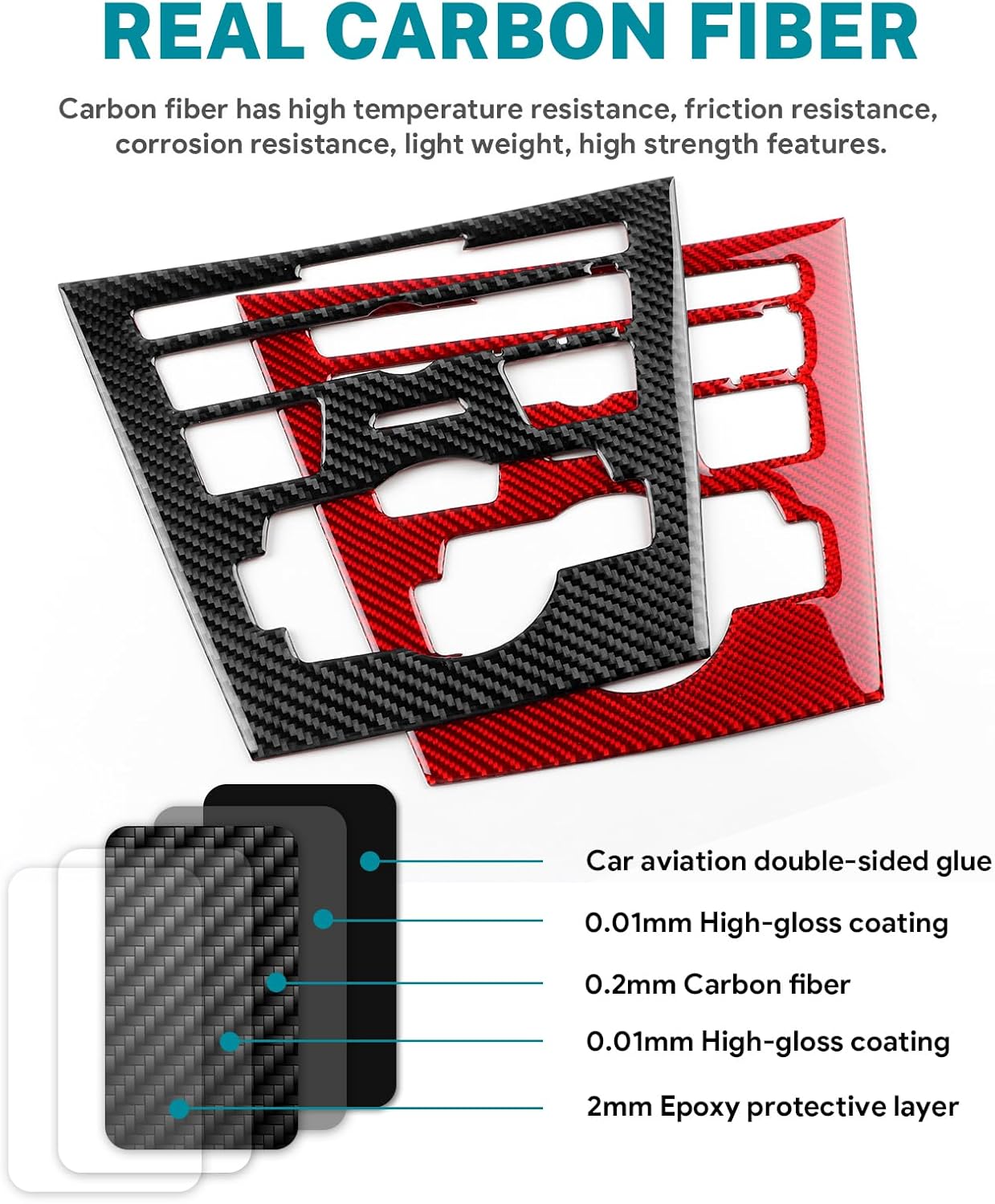 AIRSPEED for Acura ILX 2013-2022 Center Console CD Button Frame Cover Carbon Fiber Interior Trim Accessories, Black