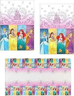 Unique Disney Princess Party Supplies Bundle Pack Includes 2 Plastic Table Covers