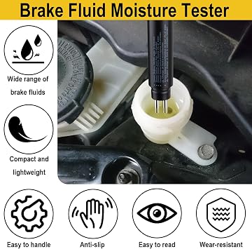 ecocstm Brake Fluid Tester, Brake Fluid Moisture Tester, Brake Fluid Liquid Tester Pen with 5 LED Indicators, Auto Brake Diagnostic Checker Tool for DOT3 DOT4 DOT5.1 Brake Fluid