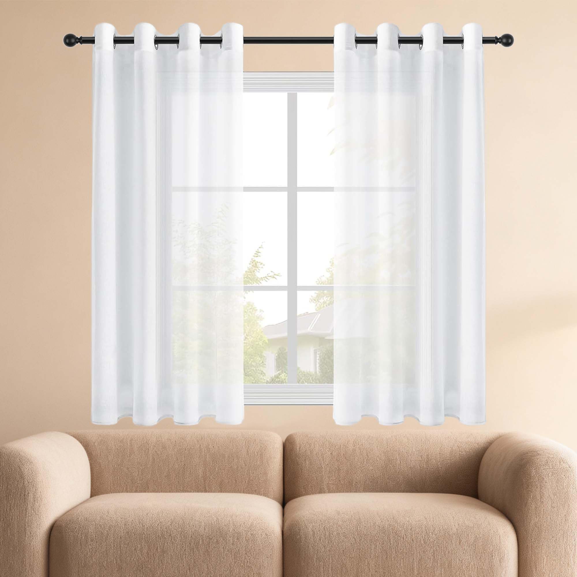 Rideaux voilage 200x190 blanc voile transparent décoratif pour fenêtre de chambre