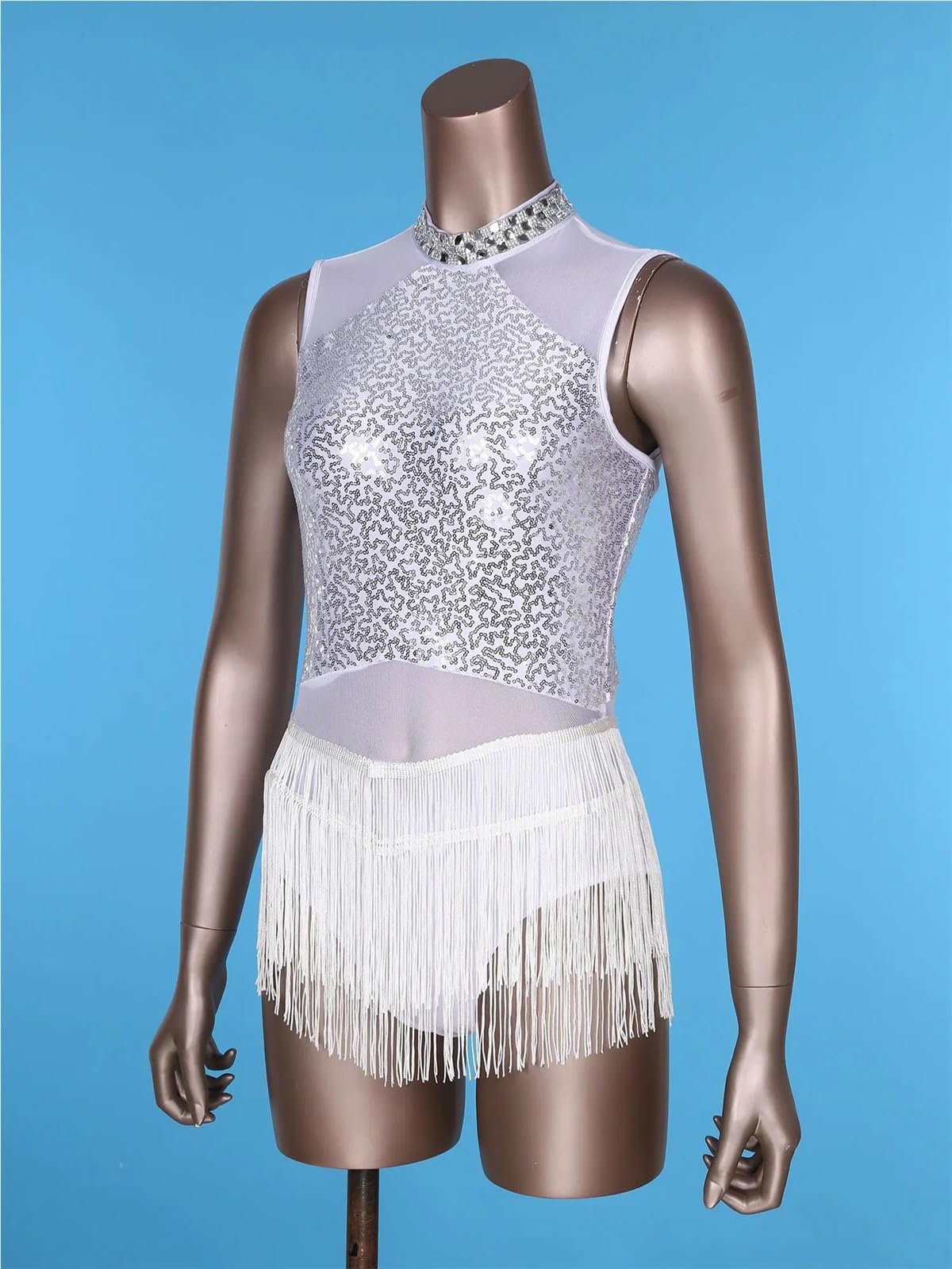 Abito body da ballo latino donna con guanti in rete